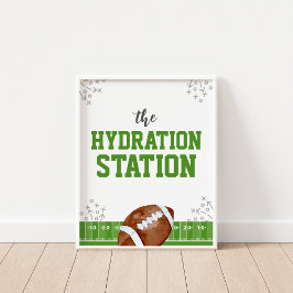 Hydration Station Football Birthday Drinks Sign Poster