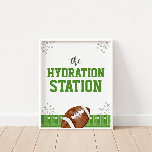 Hydration Station Football Birthday Drinks Sign Poster