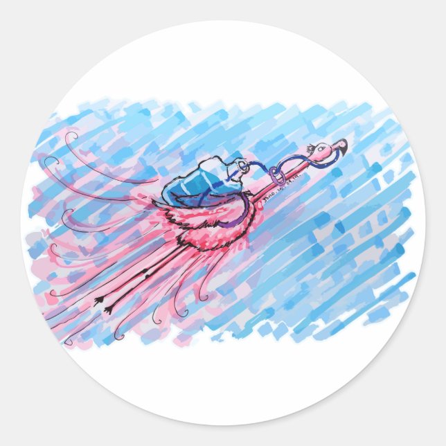 Hydratiserad Flamingo Runt Klistermärke (Framsida)