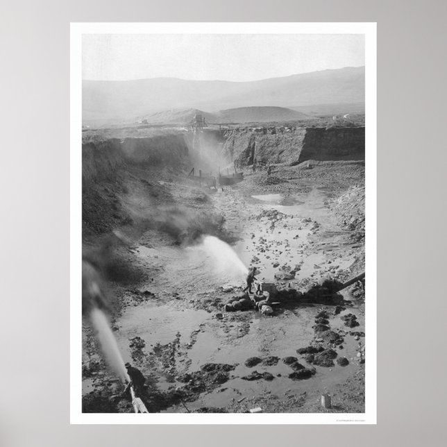 Hydraulisk gruvdrift i Guld Alaska 1912 Poster (Framsidan)