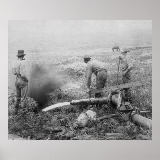 Hydraulisk gruvdrift i Guld i Rockerville Photogra Poster (Framsidan)