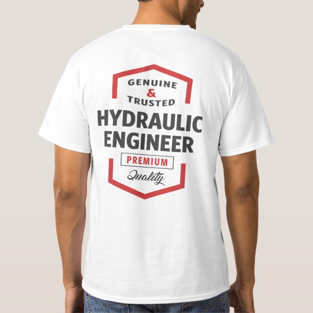 Hydrauliska Logotyp Ingenjör Gift-idéer. Tee Shirt (Baksida)