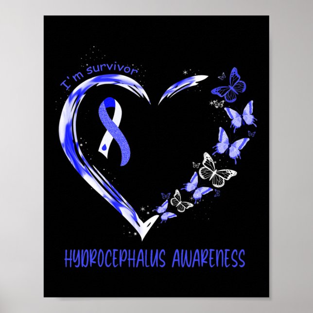 Hydrocephalus Awareness Jag är Survivor Heart Ribb Poster (Framsidan)