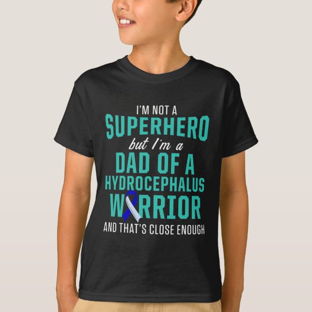 Hydrocephalus Survivor Pappa Hero Awareness Warrio T Shirt (Framsida)
