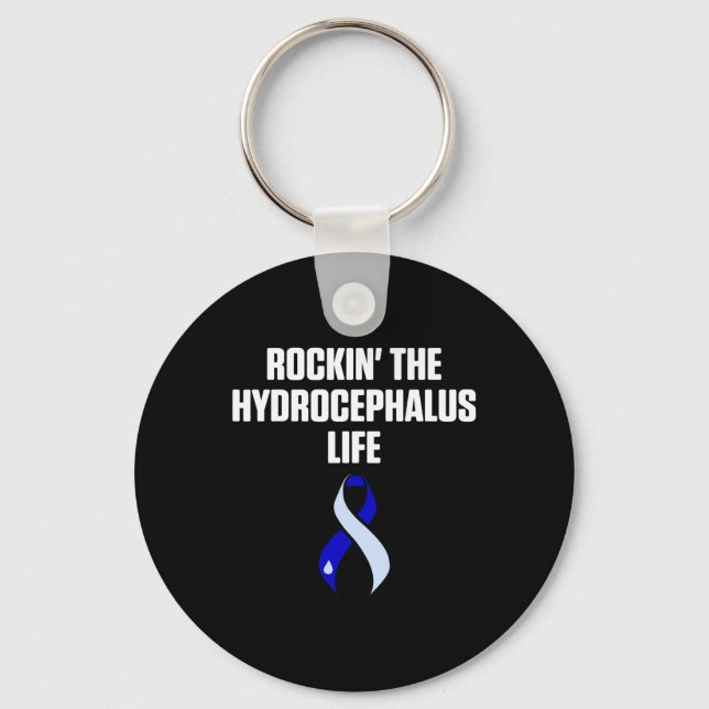 Hydrocephalus Survivor Rocking Awareness Warrior Nyckelring (Framsida)