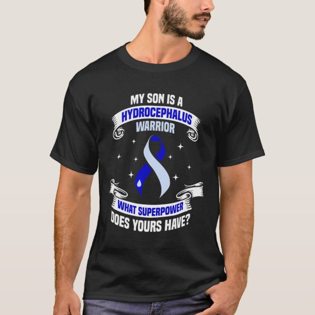 Hydrocephalus Survivor Son Power Awareness Warrior T Shirt (Framsida)