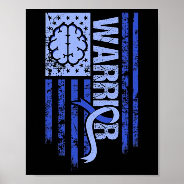 Hydrocephalus Warrior Flagga Blue Ribbon Awareness Poster (Framsidan)