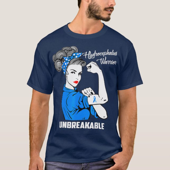 Hydrocephalus Warrior Obrytbar medvetenhet T Shirt (Framsida)