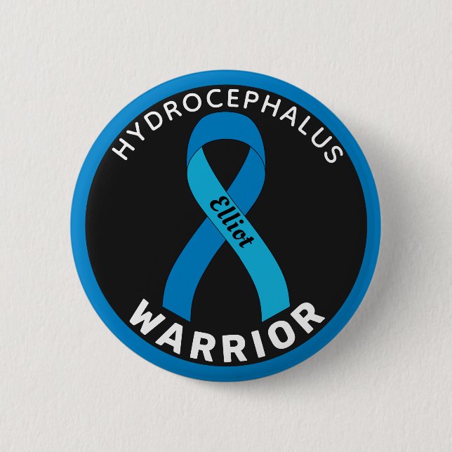 Hydrocephalus Warrior Ribbon Black Button Knapp (Framsida)