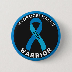 Hydrocephalus Warrior Ribbon Black Button Knapp