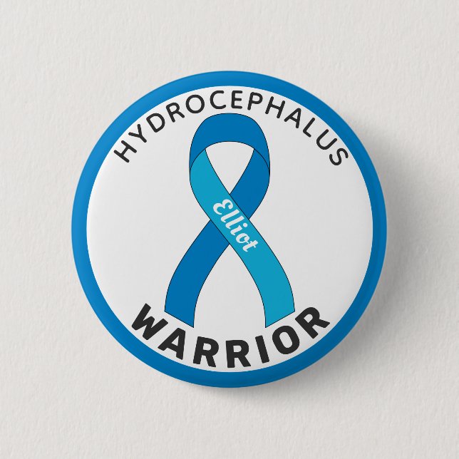 Hydrocephalus Warrior Ribbon White Button Knapp (Framsida)