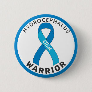 Hydrocephalus Warrior Ribbon White Button Knapp
