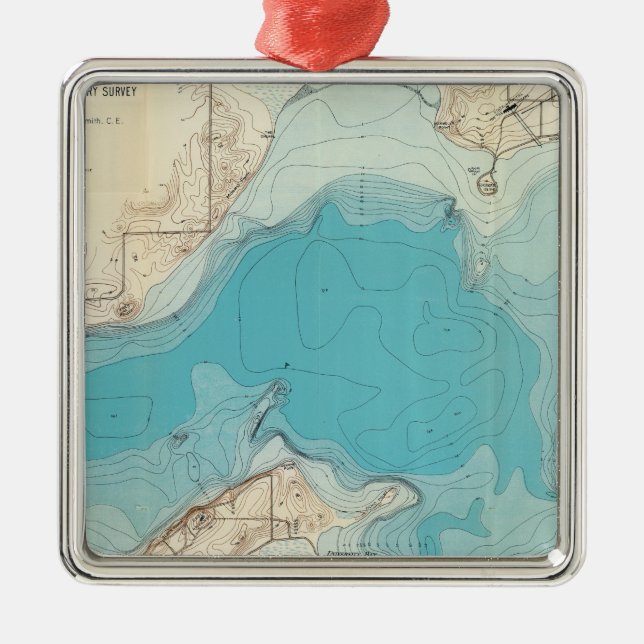 Hydrographic kartasjö Mendota Julgransprydnad Metall (Framsidan)