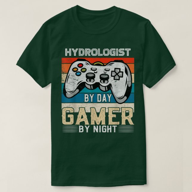 Hydrolog per dag-spelare genom nattspel i fläkt t shirt (Design framsida)