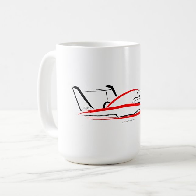 Hydroplan 01 Svart och Röd Kaffemugg (Framsida vänster)
