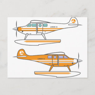 Hydroplan. Flyter flygplan. vektor Vykort