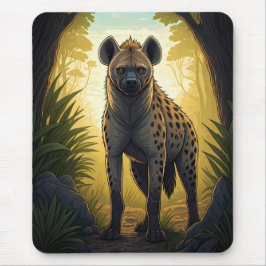 Hyena i en skogsklarning musmatta