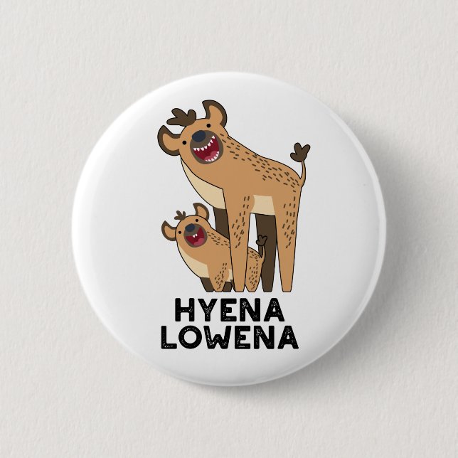 Hyena Lowena Funny Animal Hyena Pun Knapp (Framsida)