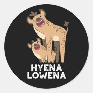 Hyena Lowena Funny Animal Hyena Pun Mörk BG Runt Klistermärke