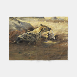 Hyena med ett ben (av Wilhem Kuhnert) Fleecefilt