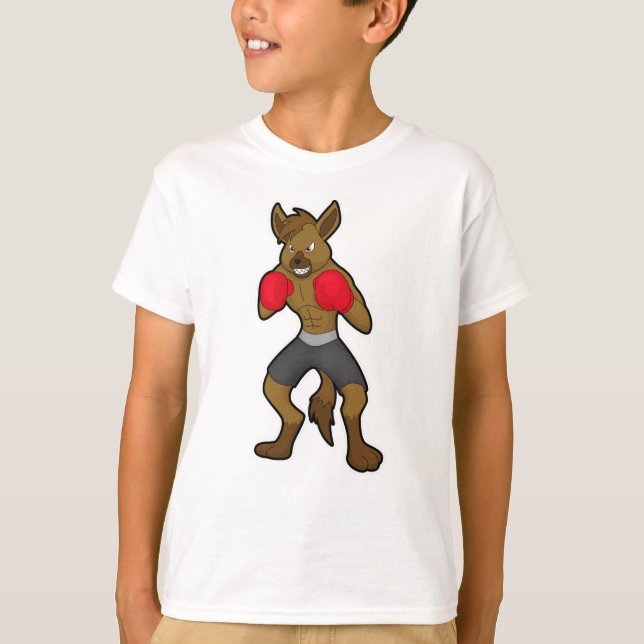 Hyena på Boxing med Boxing-handskar T Shirt (Framsida)