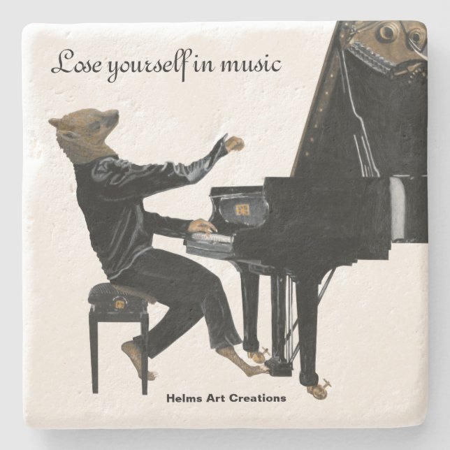 Hyena Piano Music Fantasy Art Stone Underlägg (Framsidan)