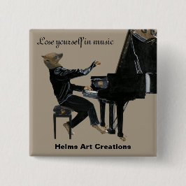 Hyena Piano Music Pianist Fantasy Art Button Knapp