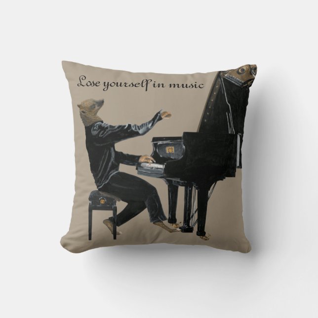 Hyena Piano Music Pianist Fantasy Art Dekorativ ku Kudde (Framsida)