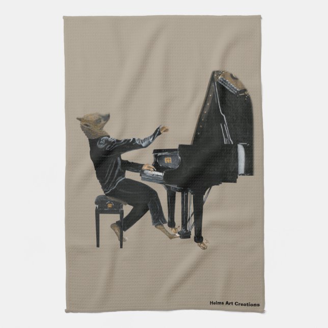 Hyena Piano Music Pianist Fantasy Kitchen Towel Kökshandduk (Vertikal)
