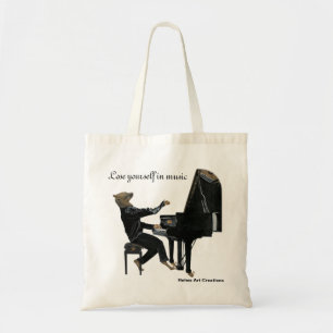 Hyena Piano Music Player Fantasy Art Budget Tote Tygkasse