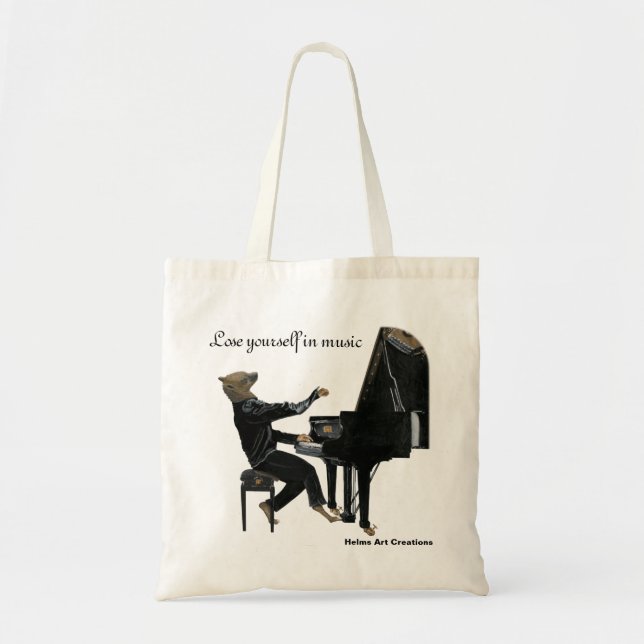 Hyena Piano Music Player Fantasy Art Budget Tote Tygkasse (Framsidan)