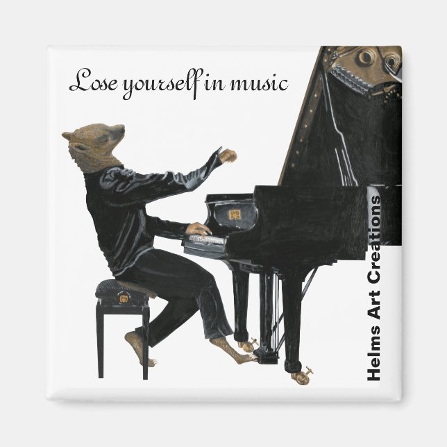 Hyena Piano Music Player Fantasy Art Butnet Magnet (Framsidan)