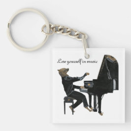 Hyena Piano Music Player Fantasy Art Keychain