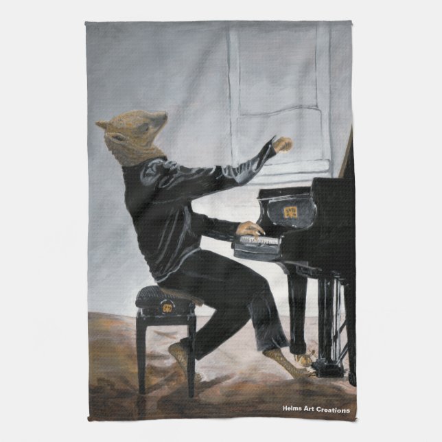 Hyena Piano Music Player Fantasy Art Kitchen Towel Kökshandduk (Vertikal)