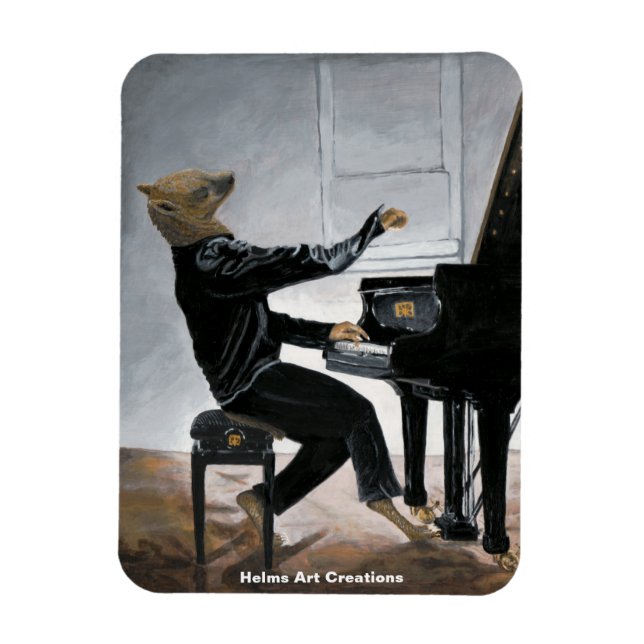 Hyena Piano Music Player Fantasy Art Photo Magnet (Vertikal)