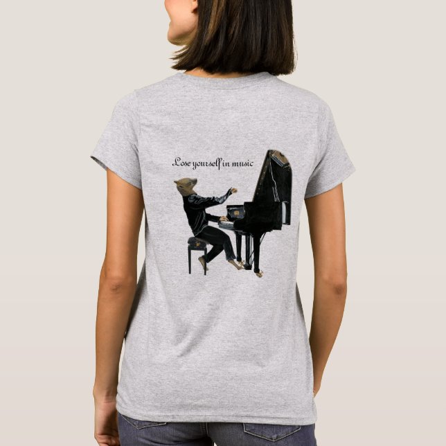 Hyena Piano Music Player Fantasy Art Shirt T Shirt (Baksida)