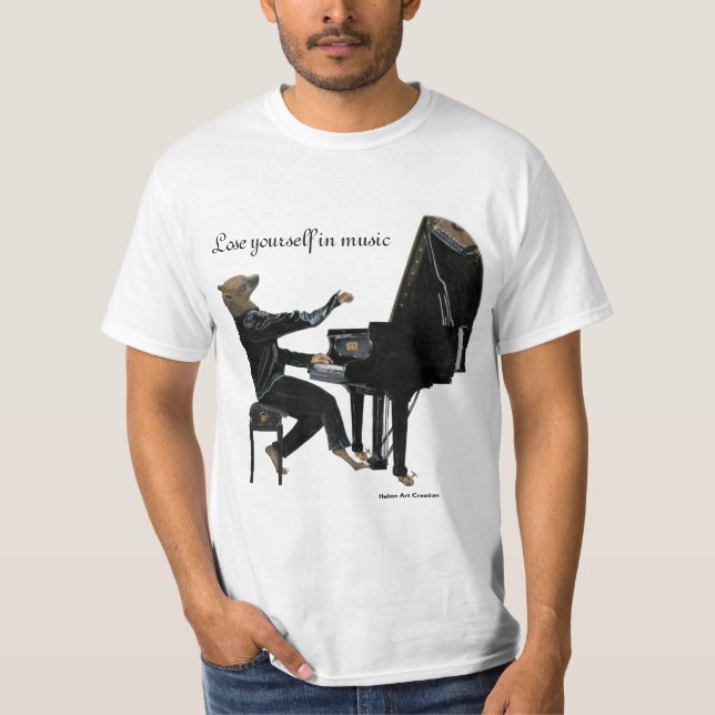 Hyena Piano Music Player Fantasy Art-skjortor T Shirt (Framsida)