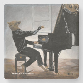 Hyena Piano Music Player Fantasy Art Stone Underlä Stenunderlägg