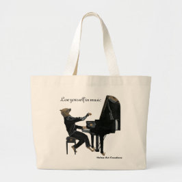 Hyena Piano Music Player Fantasy Art Tote bags Jumbo Tygkasse