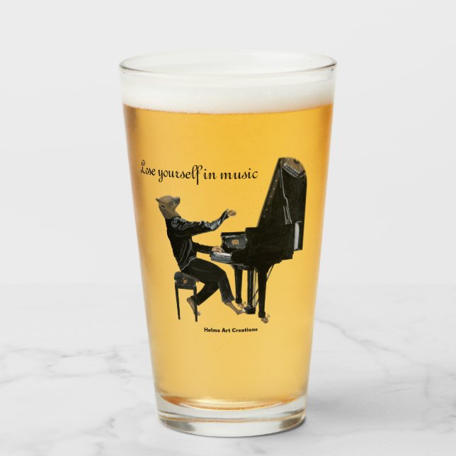 Hyena Piano Music Player Fantasy Art Tumbler Glaskopp (Framsida fylld)