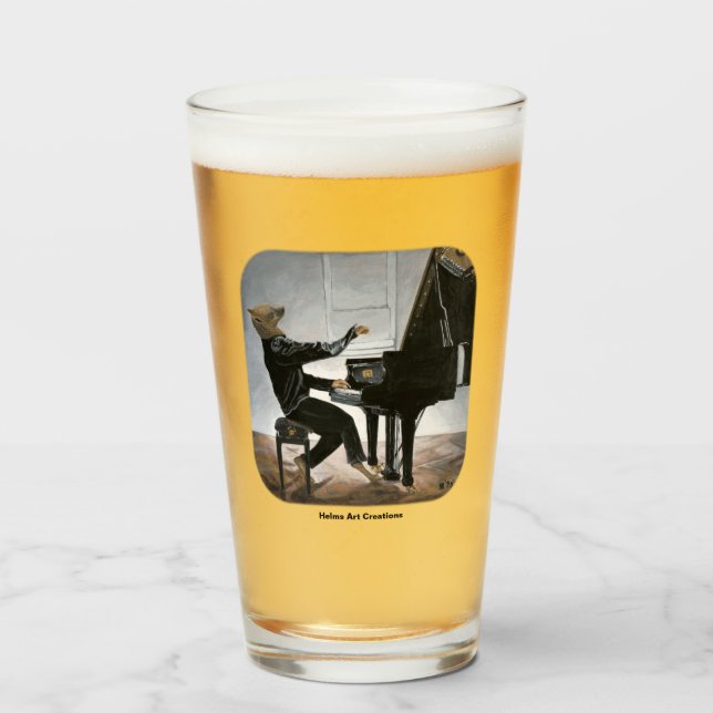 Hyena Piano Music Player Fantasy Drinking Glass Glaskopp (Framsida fylld)
