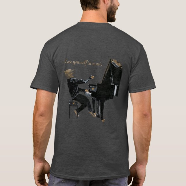 Hyena Piano Music Player Fantasy Shirt T Shirt (Baksida)