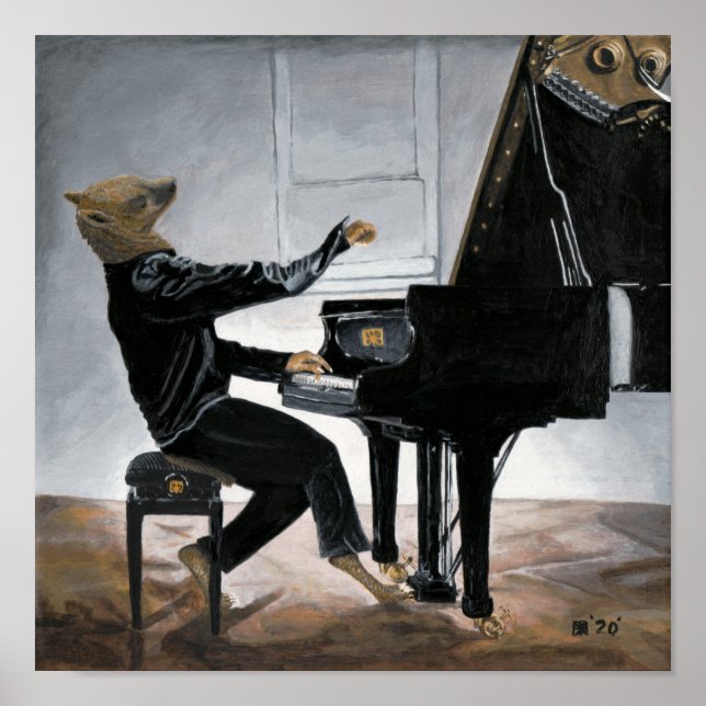 Hyena Piano Music Player Fantasy Wall Art Skriv ut Poster (Framsidan)