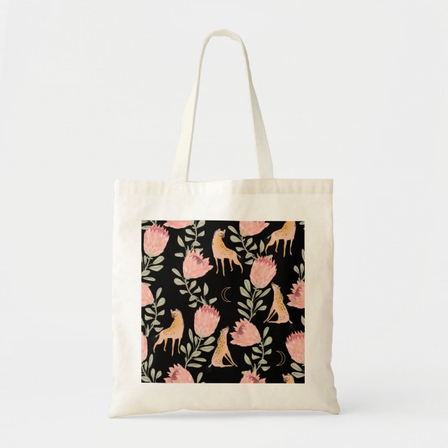 Hyena & Protea: Mörk Vintage Mönster Tygkasse (Framsidan)