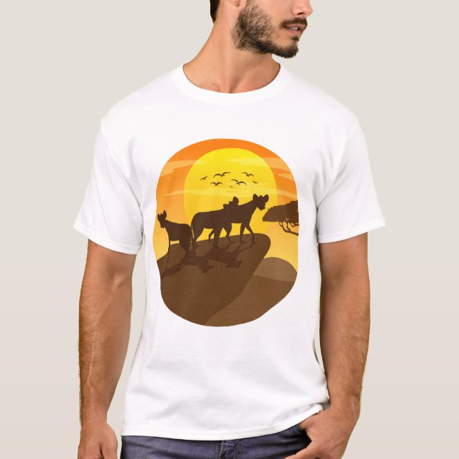 Hyena Silhouette Savanna Forest Art T Shirt (Framsida)