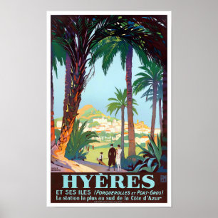 Hyeres Frankrike vintage resor Poster