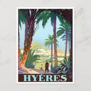 Hyeres Frankrike vintage resor Vykort