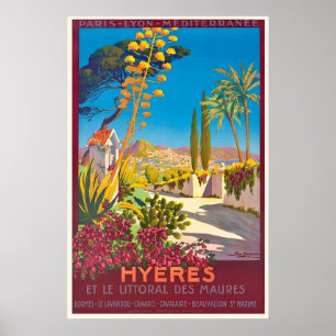 Hyères Medelhavet Frankrike Vintage Resa Affisch