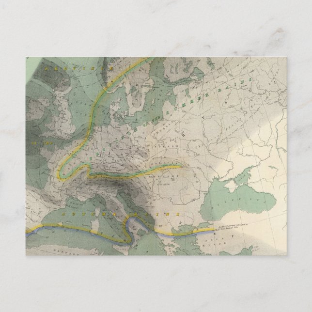 Hyetografiskt karta Europa Vykort (Framsida)