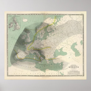 Hyetographic karta Europa Poster